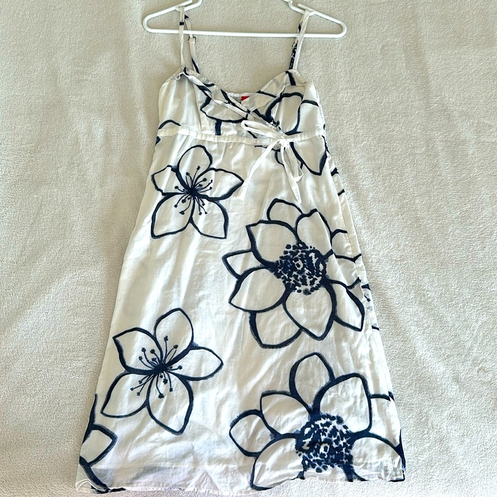 Esprit White & Navy Floral Sundress‎ Empire for Spring/ Summer - Ladies Small